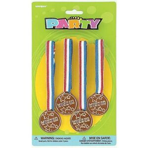 Unique Party Medal Birthday Necklace (Pack of 4) / Multicolored